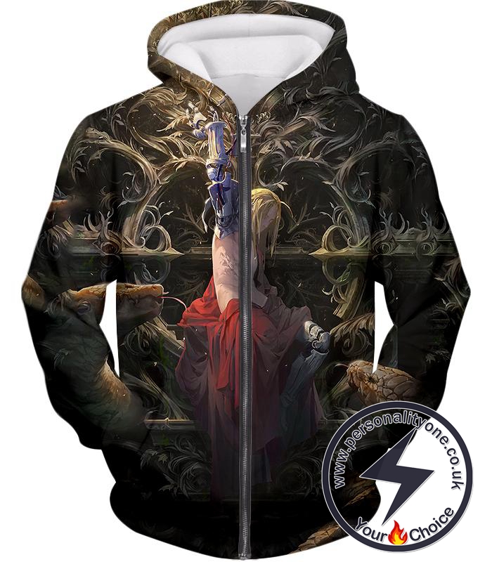 Fullmetal Alchemist Ultimate Fullmetal Alchemist Edward Elrich Art Amazing Graphic Zip Up Hoodie